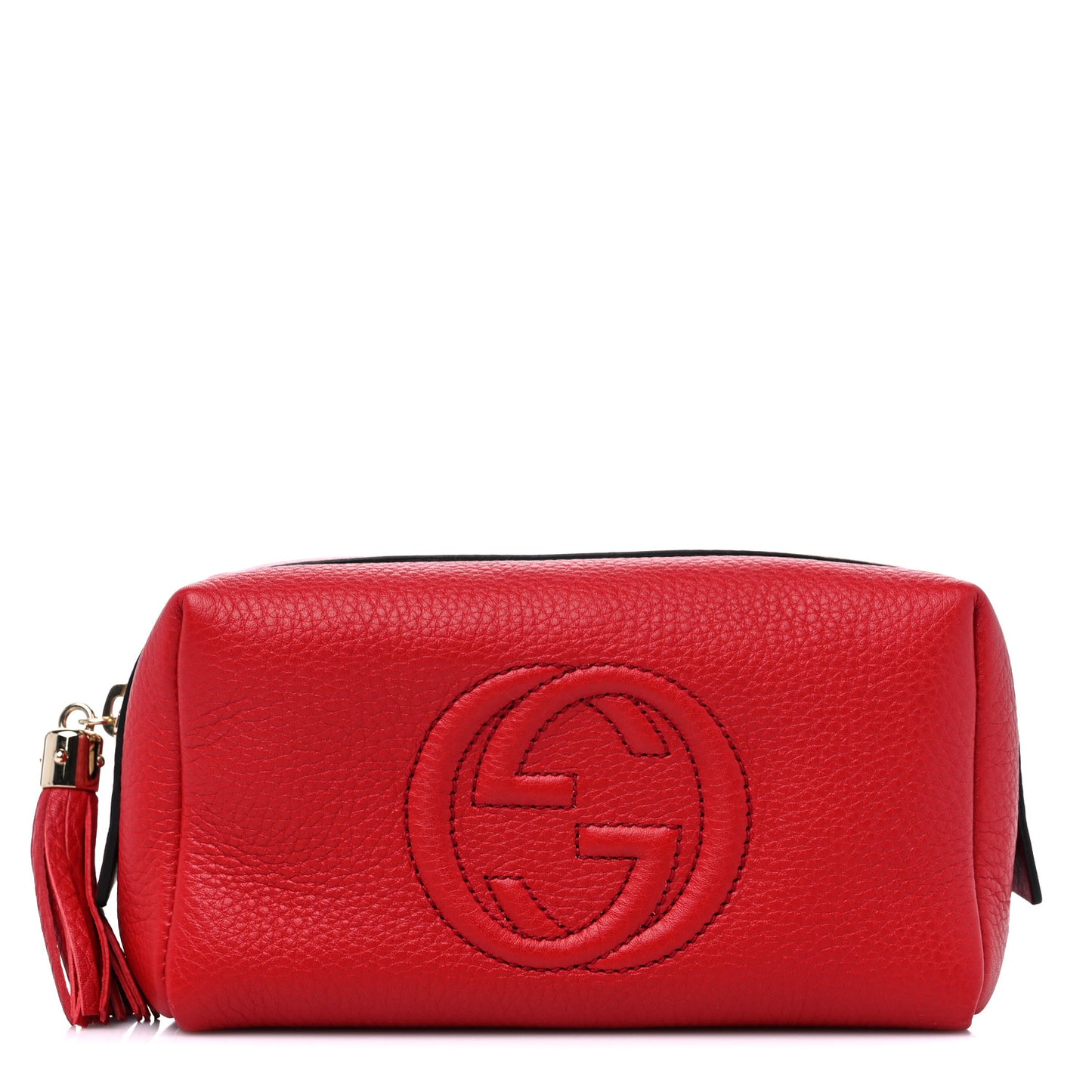 Pebbled Calfskin Medium Soho Cosmetic Case Red