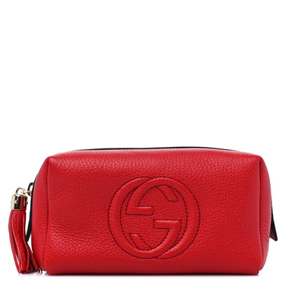 Gucci Pebbled Calfskin Medium Soho Cosmetic Case Red 1 of 9