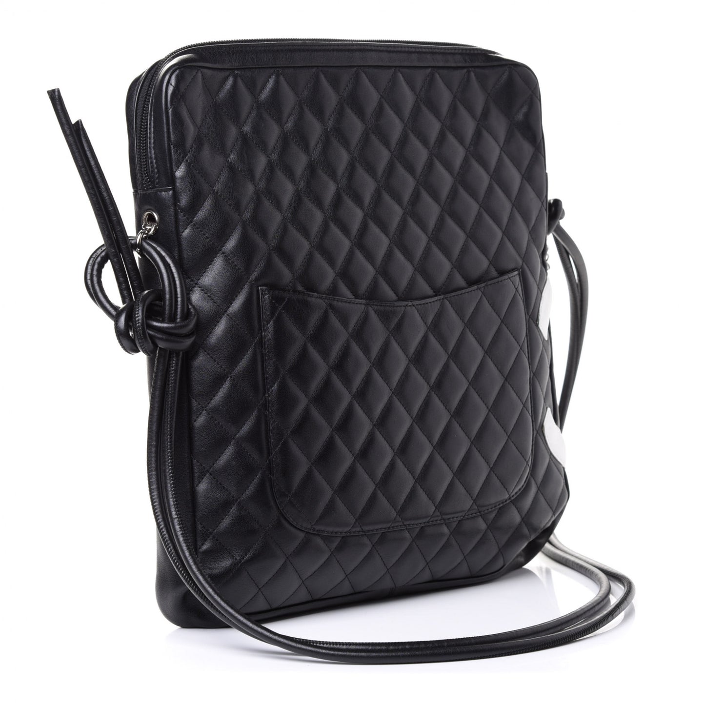 Calfskin Quilted Large Cambon Messenger Black White