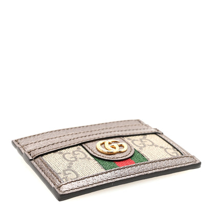 Gucci GG Supreme Monogram Textured Dollar Calfskin Ophidia Card Holder Beige Ebony New Acero 4 of 6