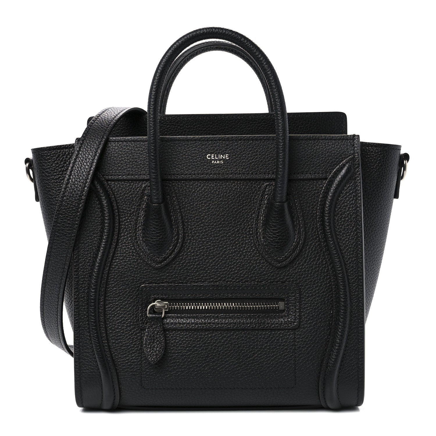 Celine Drummed Calfskin Nano Luggage Black 1 of 12