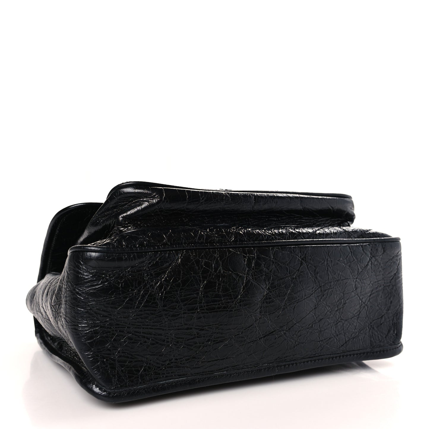 Crinkled Calfskin Matelasse Monogram Medium Niki Chain Satchel Black