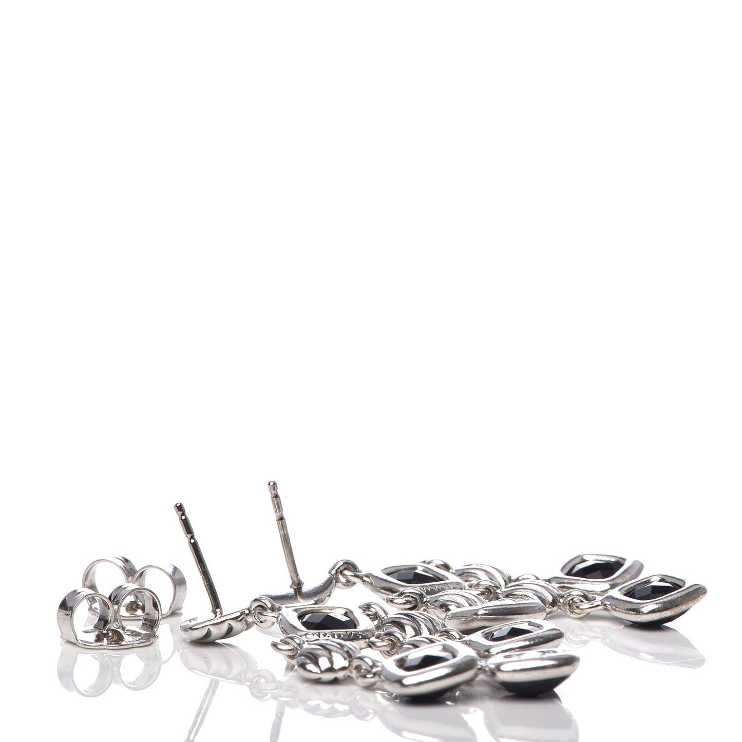 Sterling Silver Black Onyx Sculpted Cable Chandelier Earrings