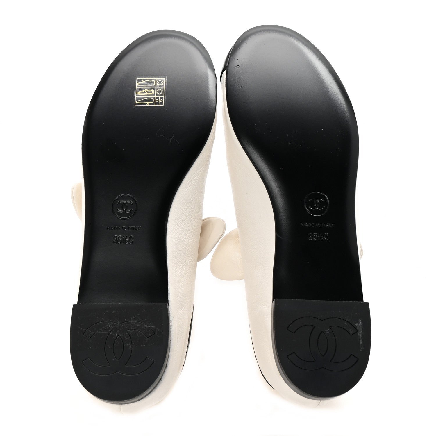 Chanel Lambskin Bow Mary Jane Flats 36.5 White Black 6 of 10