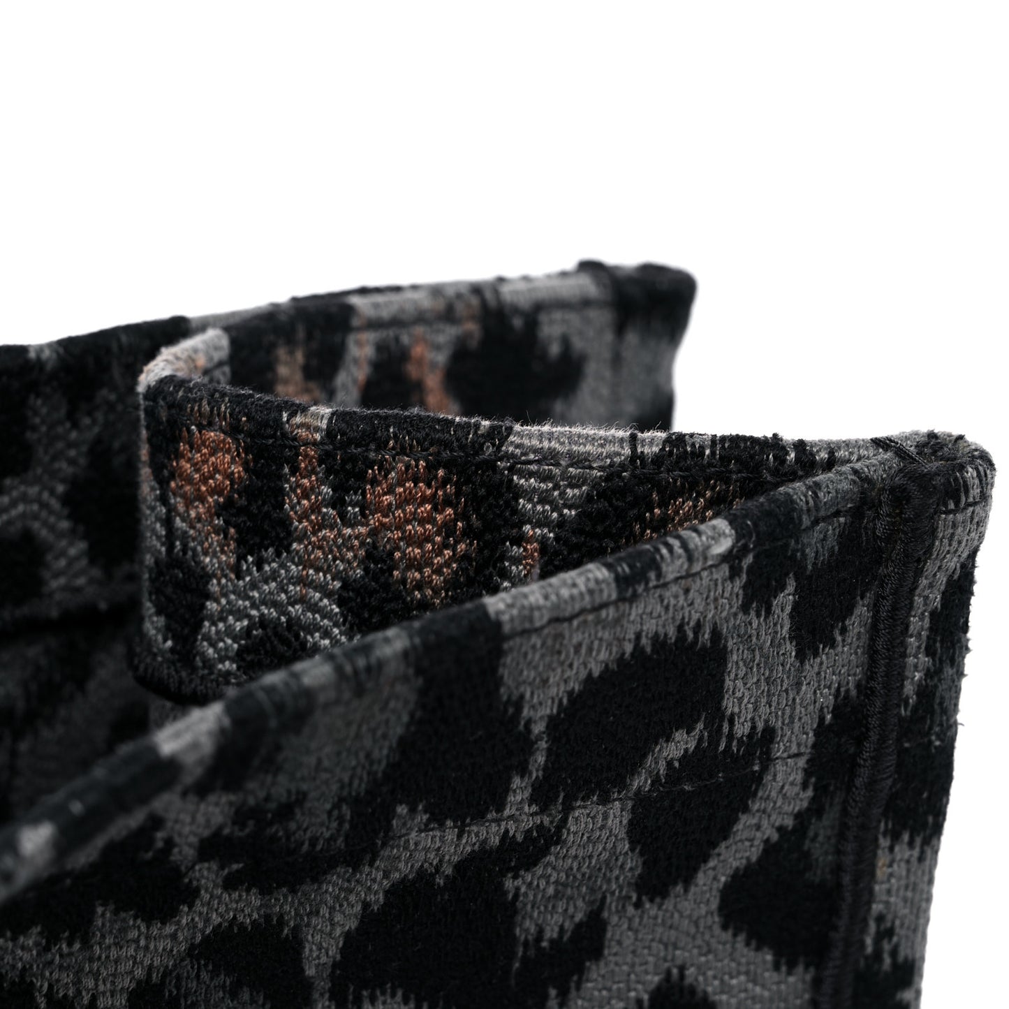 Canvas Mizza Embroidered Large Leopard Book Tote Grey