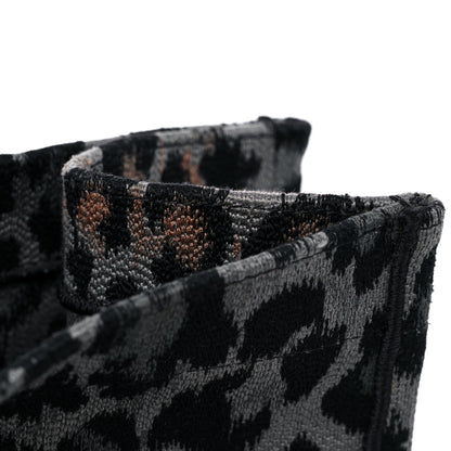 Christian Dior Canvas Mizza Embroidered Large Leopard Book Tote Grey 12 of 16
