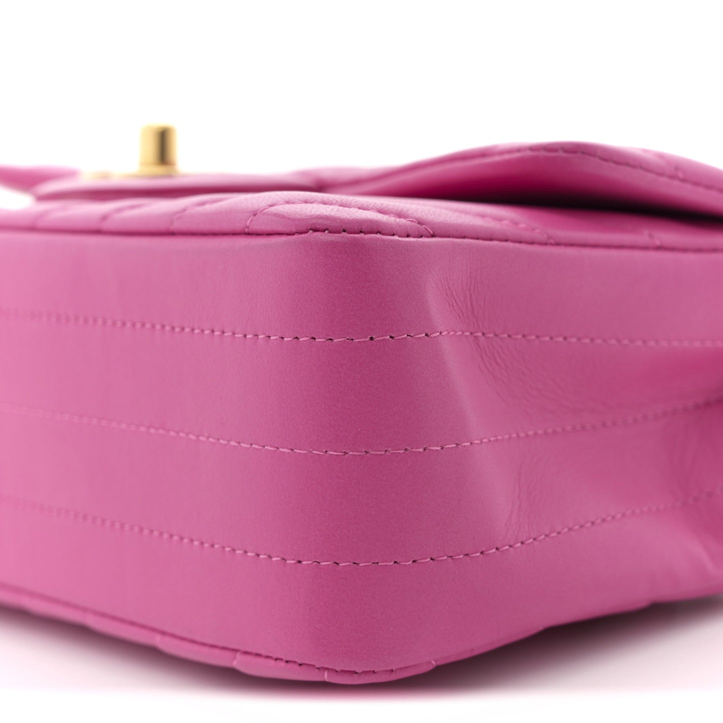 Lambskin Chevron Quilted Mini Rectangular Flap Pink