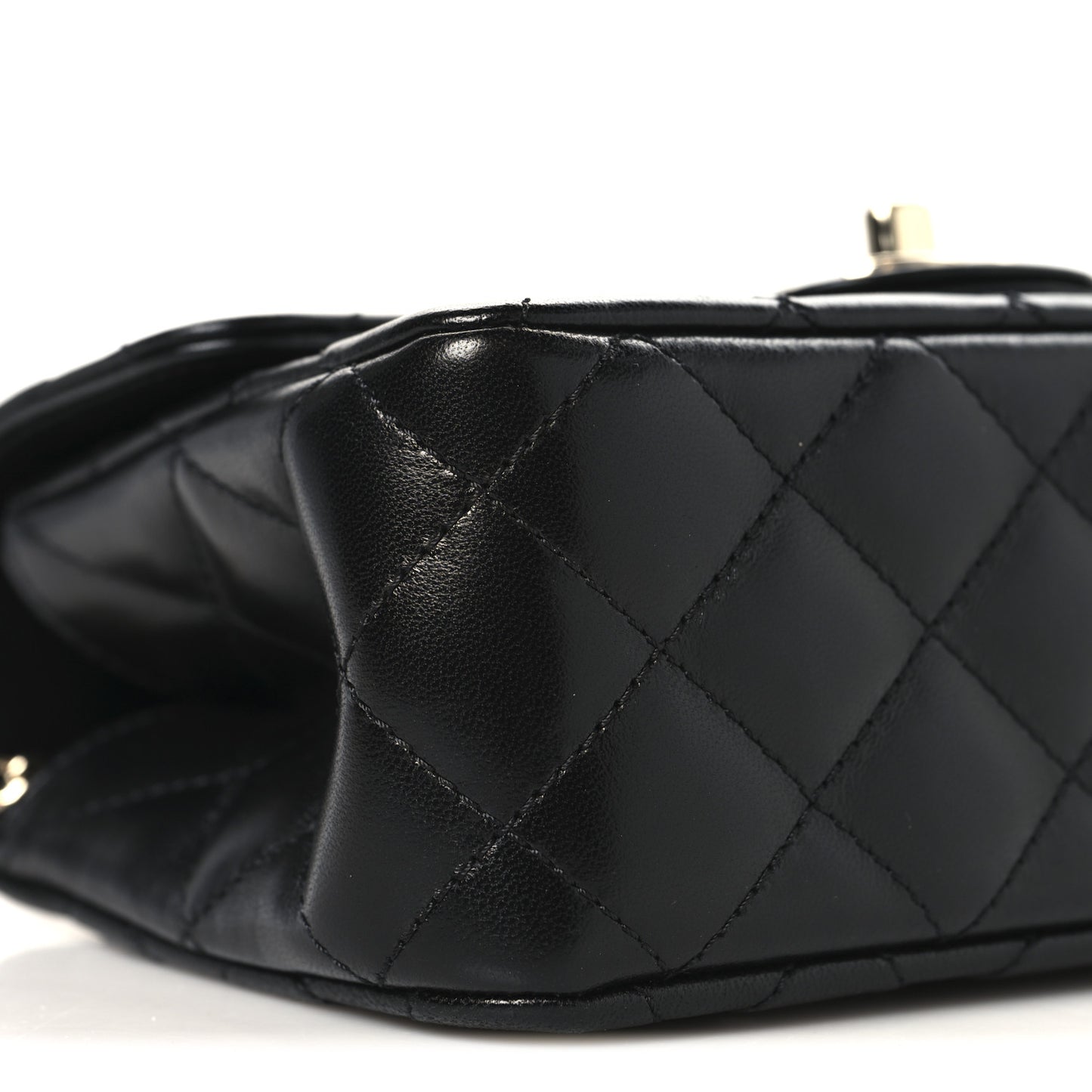 Lambskin Quilted Mini Crystal Top Handle Rectangular Flap Black