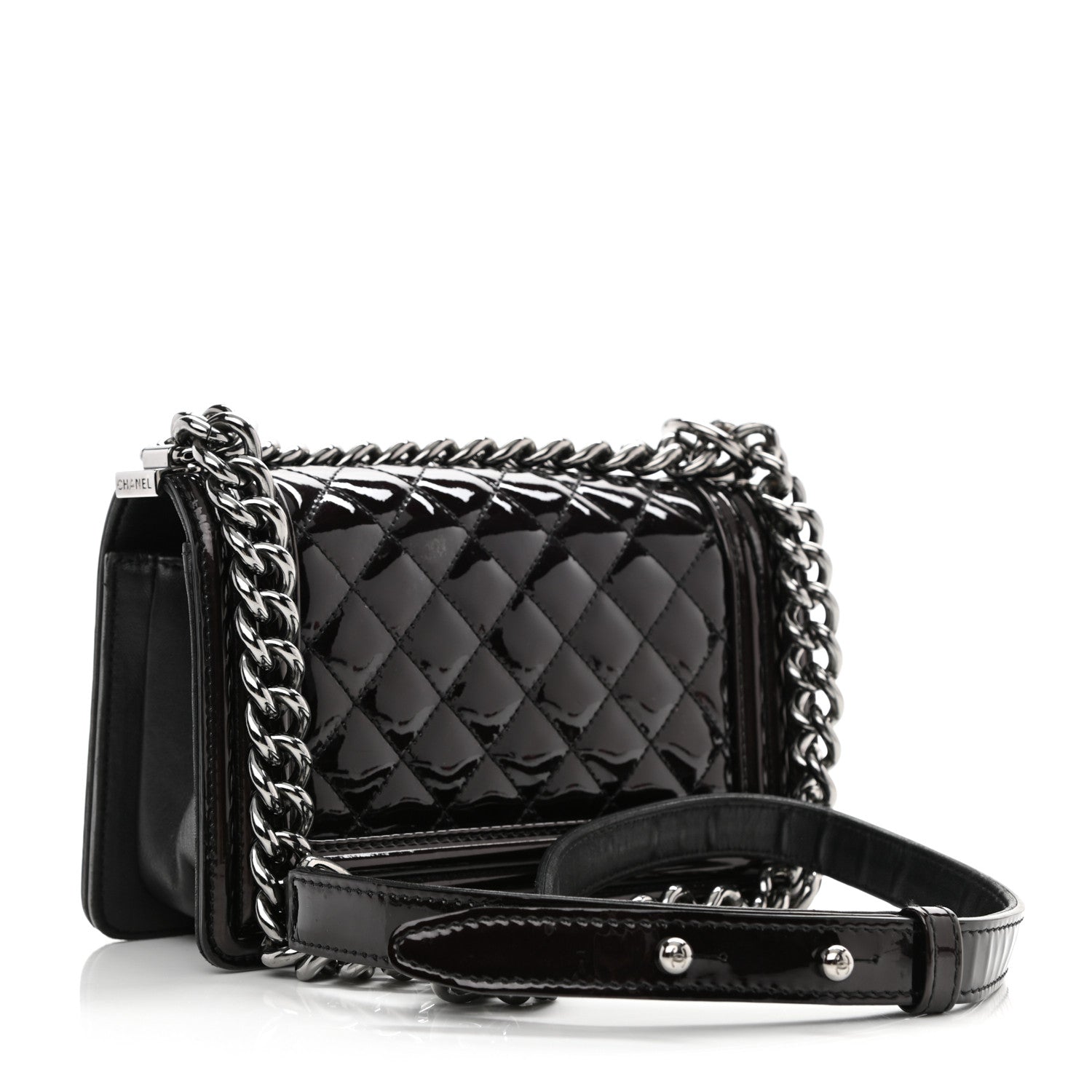 Chanel Patent Calfskin Quilted Small Boy Flap Burgundy 2 of 11