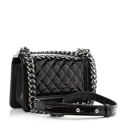 Chanel Patent Calfskin Quilted Small Boy Flap Burgundy 2 of 11