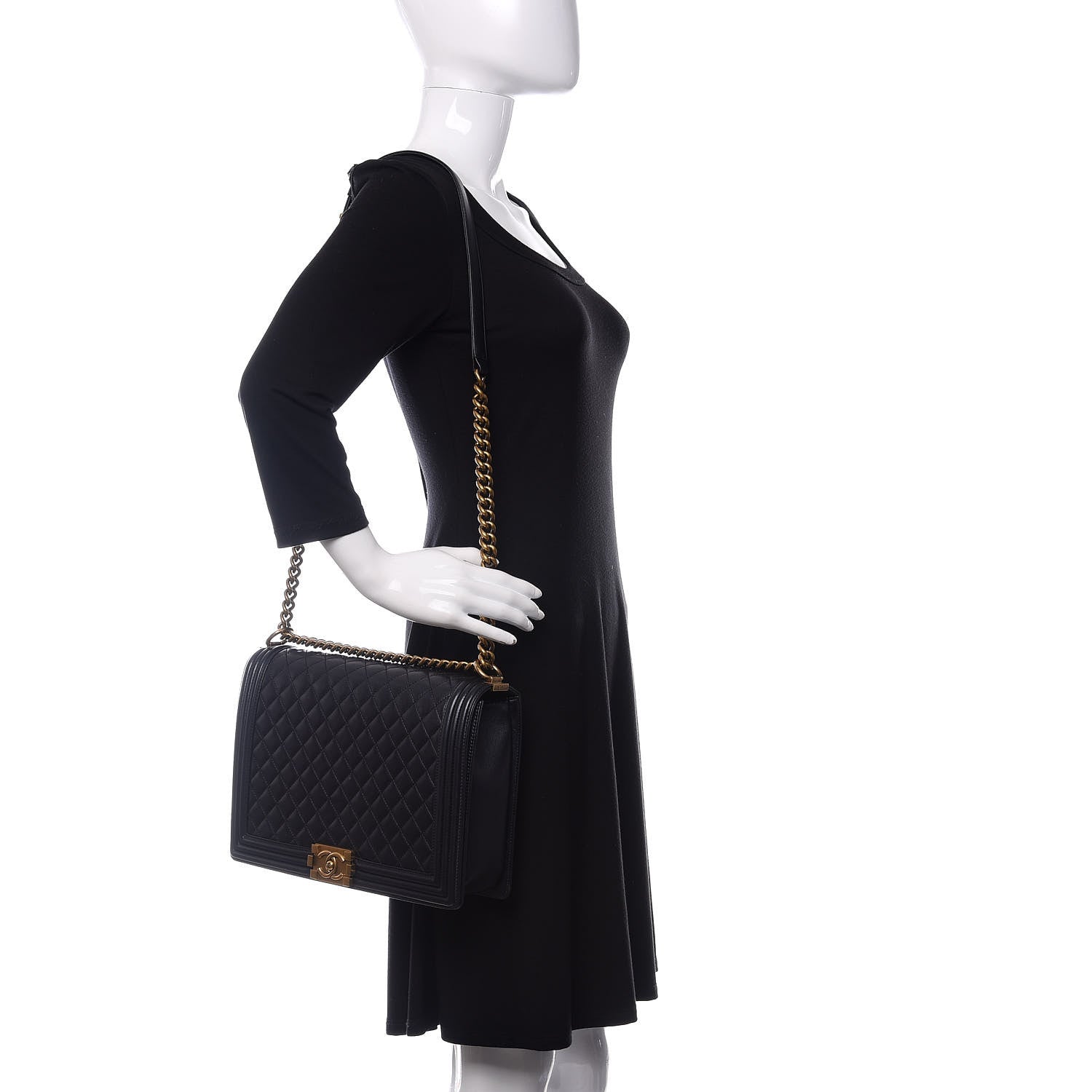 Chanel Metallic Lambskin Quilted Large Boy Flap Black 2 of 13
