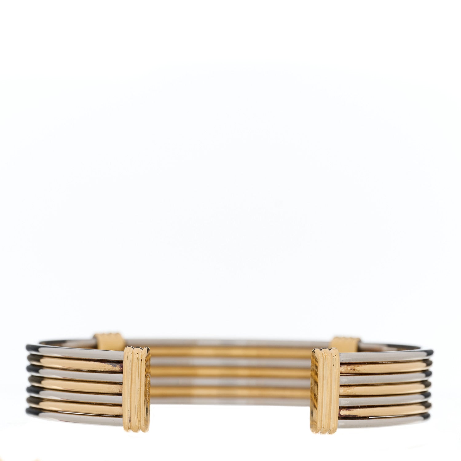 Cartier 18K Yellow Gold Stainless Steel Wire Cuff Bracelet 2 of 4