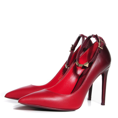 Valentino Garavani Calfskin Rockstud Ombre Ankle Strap Pumps 36 Rouge Absolute 3 of 7