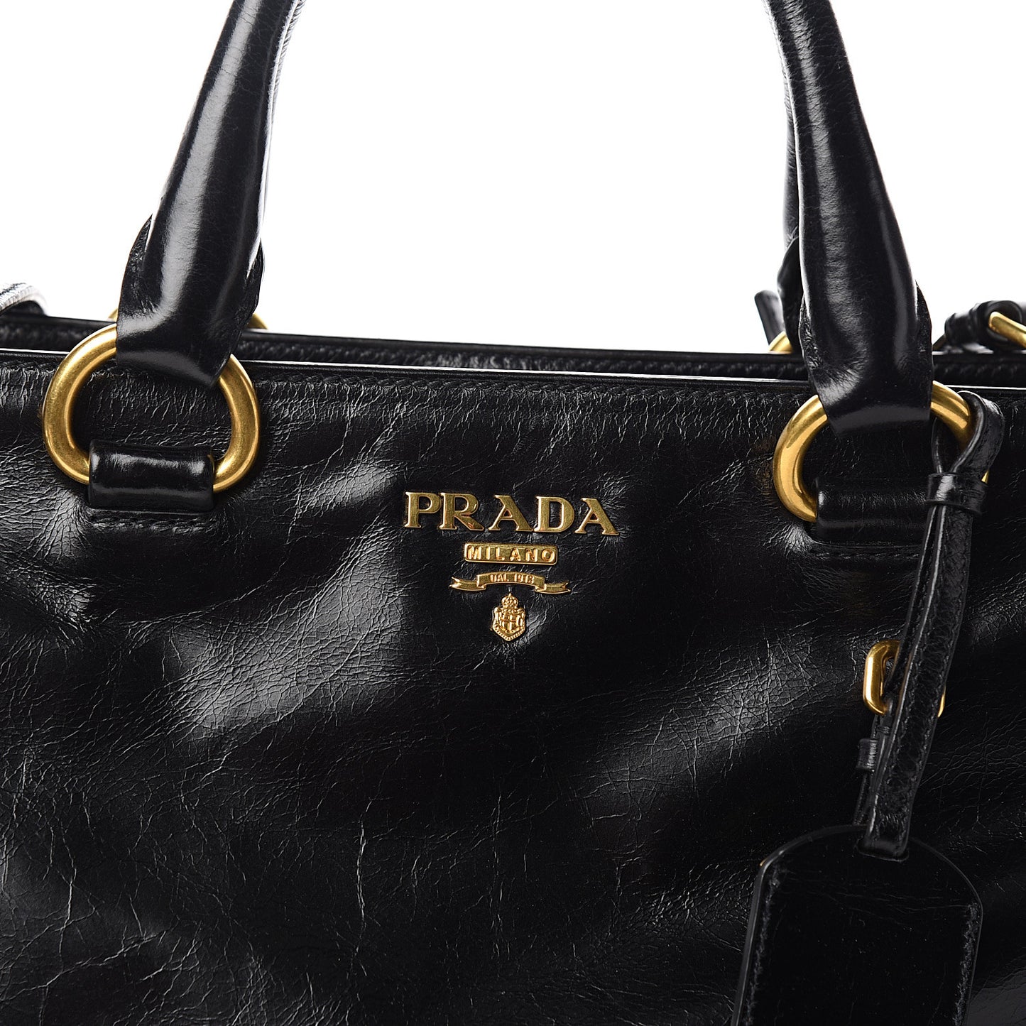 Vitello Shine Top Handle Bag Black