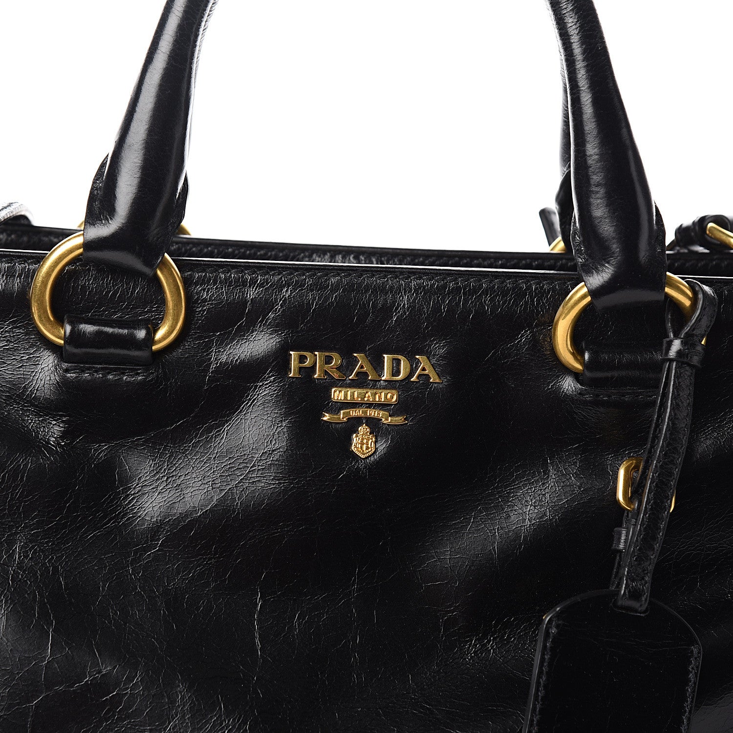 Prada Vitello Shine Top Handle Bag Black 9 of 9