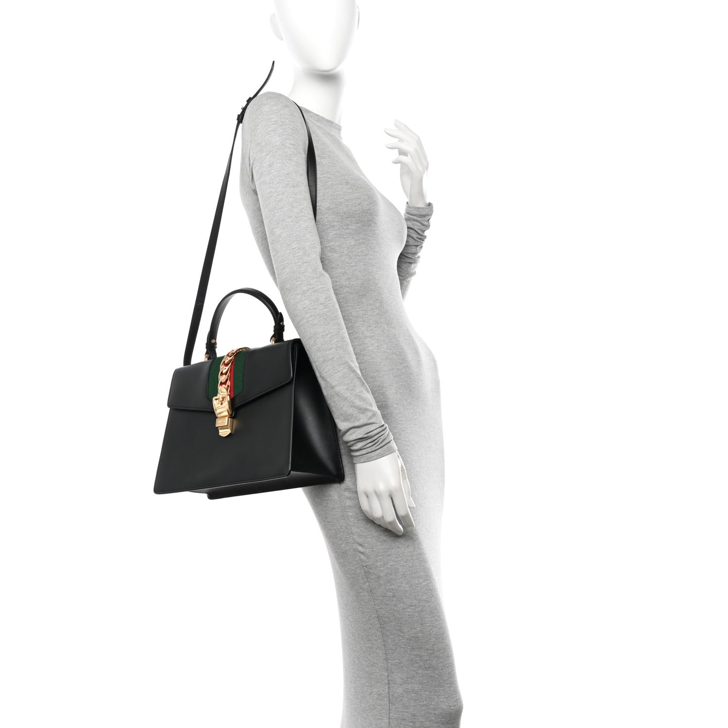 Calfskin Medium Sylvie Top Handle Bag Black