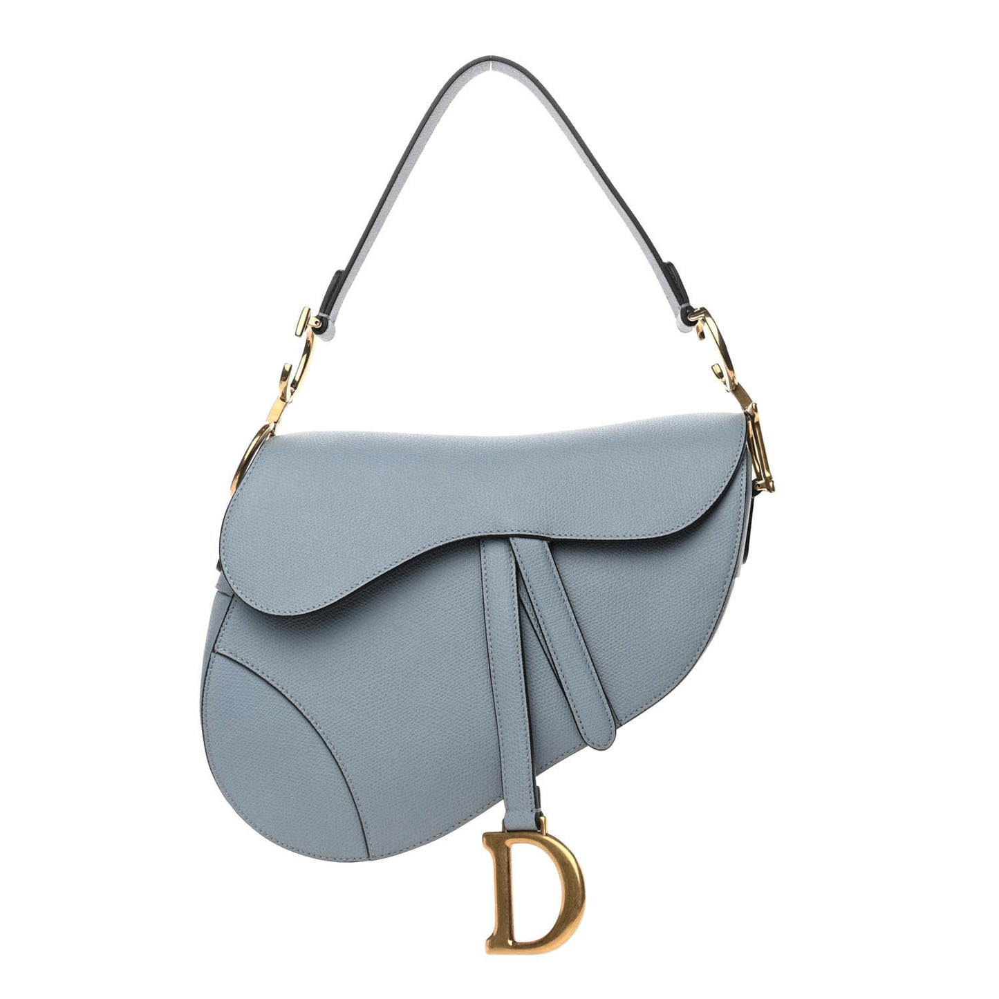 Grained Calfskin Saddle Bag Sky Blue