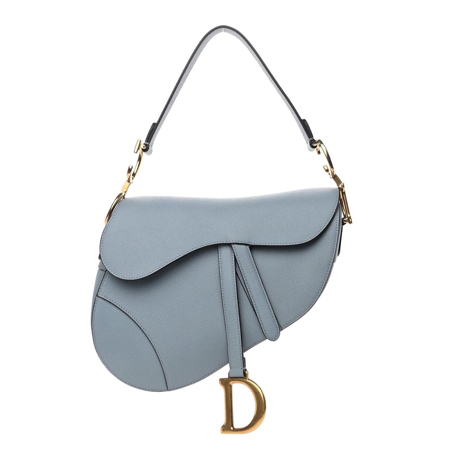 Christian Dior Grained Calfskin Saddle Bag Sky Blue 1 of 10