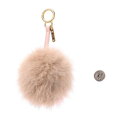 Fendi Fox Fur Vitello Elite Bi-Color Pom Pom Bag Charm Rosa Cammello Cipria 2 of 4