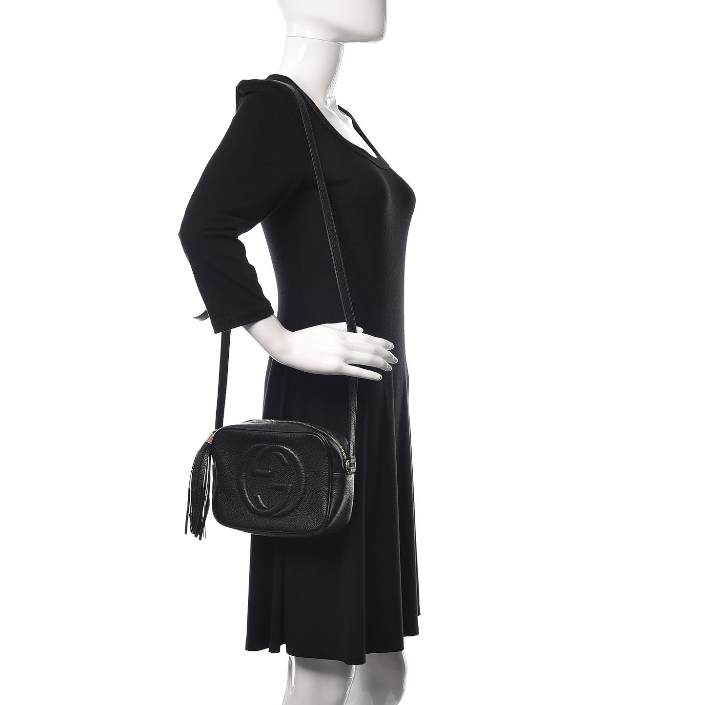 Pebbled Calfskin Small Soho Disco Bag Black