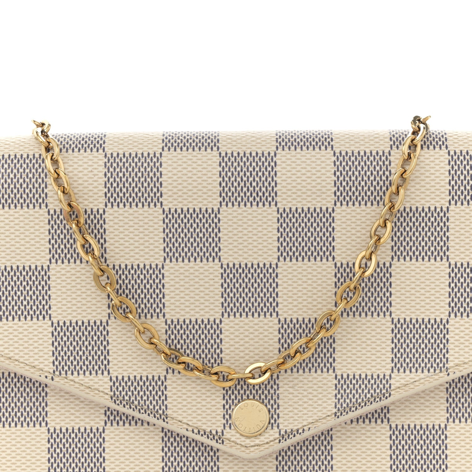 Louis Vuitton Damier Azur Pochette Felicie Chain Wallet Rose Ballerine 9 of 13
