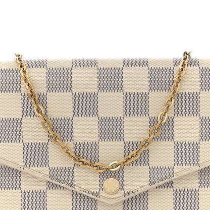 Louis Vuitton Damier Azur Pochette Felicie Chain Wallet Rose Ballerine 9 of 13