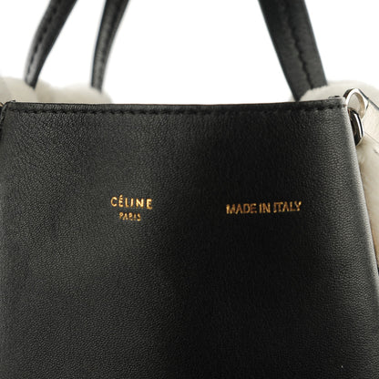 Celine Shearling Smooth Lambskin Vertical Gusset Cabas White 4 of 8