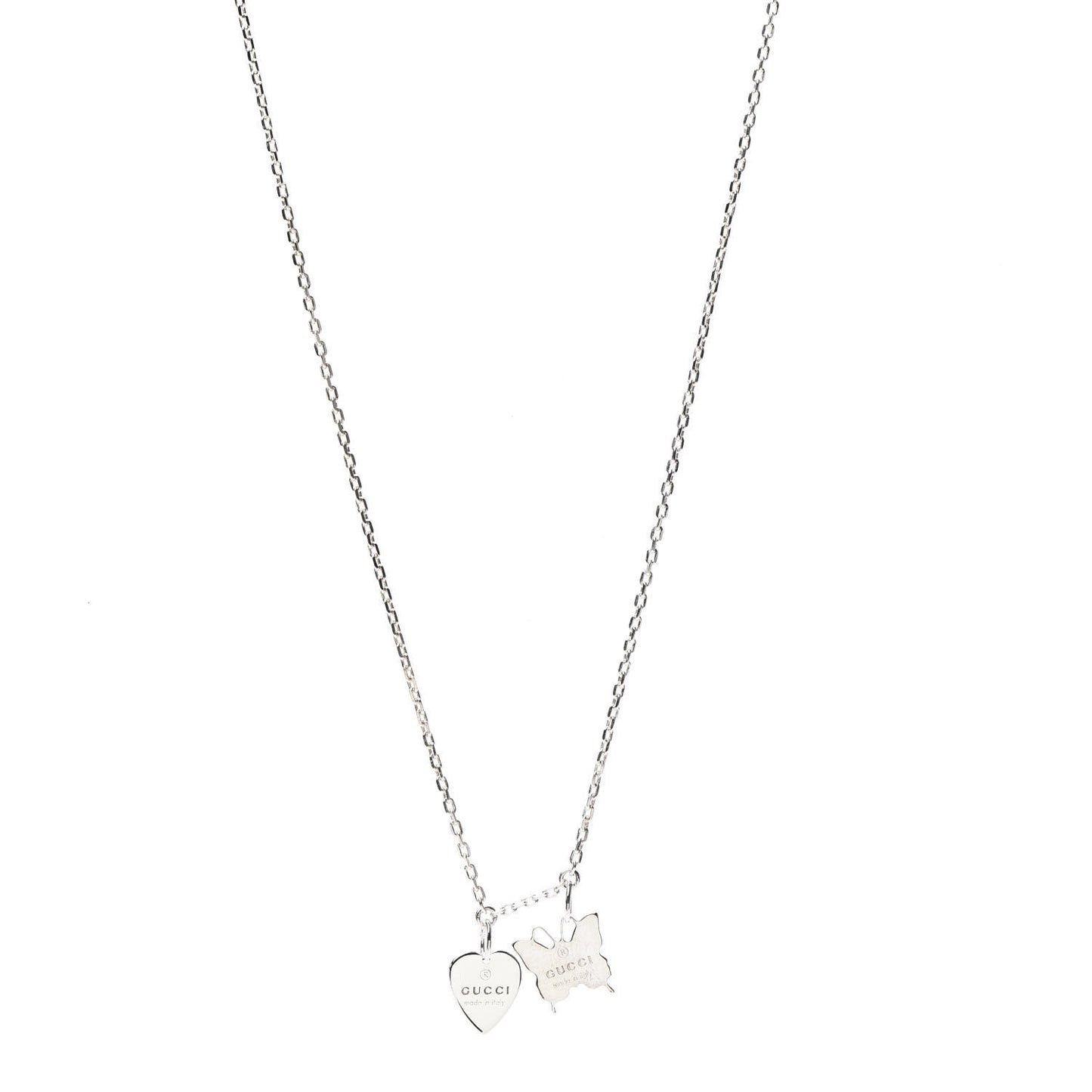 Sterling Silver Trademark Butterfly Heart Charm Pendant Necklace