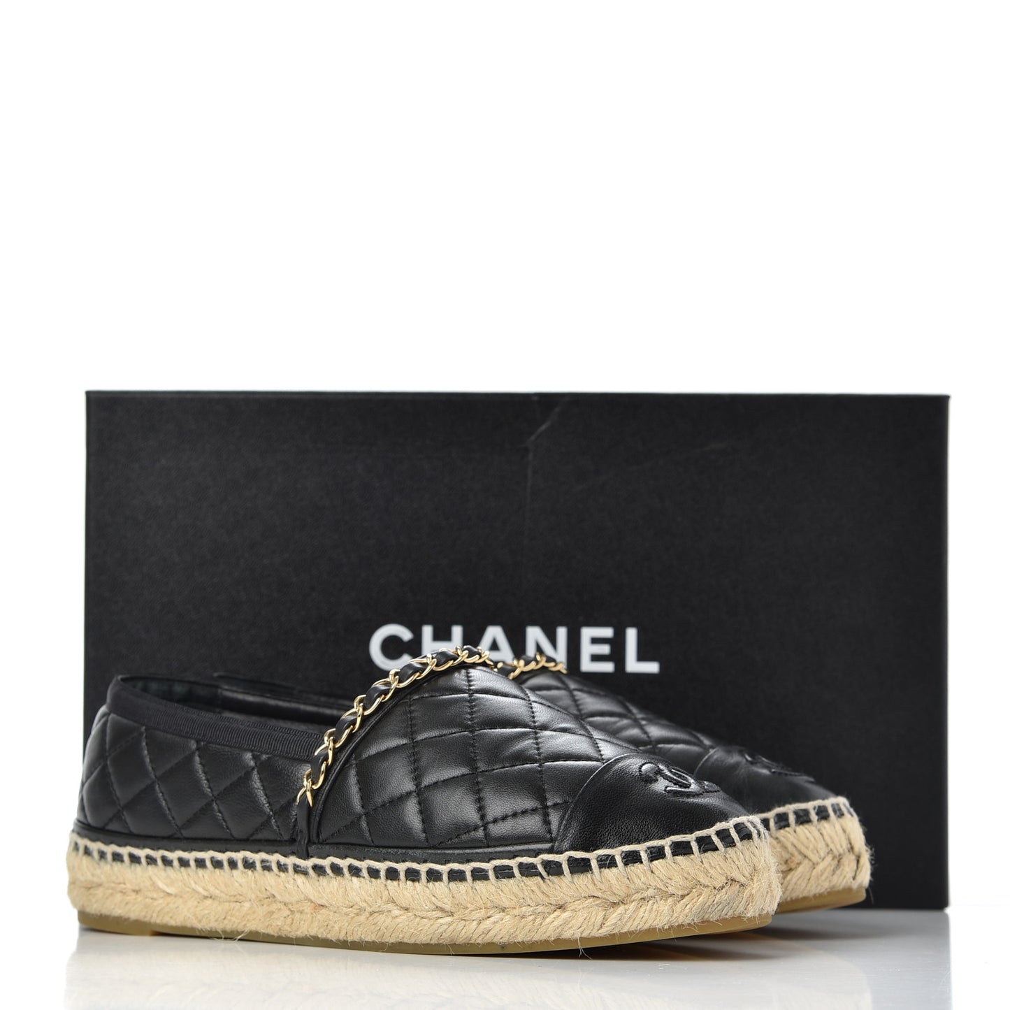 Lambskin Quilted CC Chain Espadrilles 36 Black