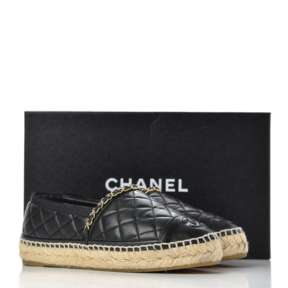 Chanel Lambskin Quilted CC Chain Espadrilles 36 Black 25 of 25
