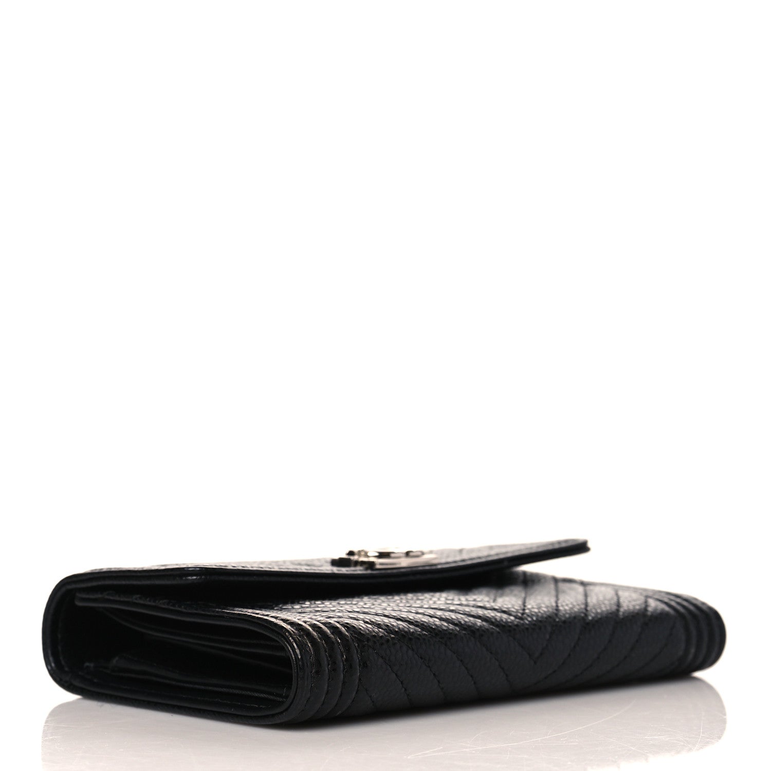 Chanel Caviar Chevron Quilted Medium Boy Flap Wallet Black 4 of 9