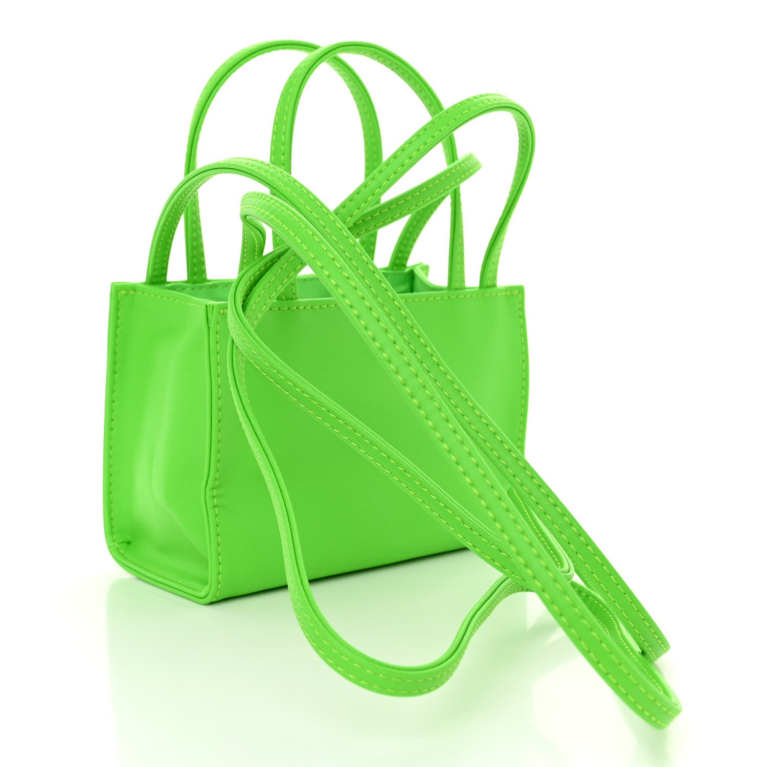 Telfar Vegan Leather Small Shopping Bag Highlighter Green 3 of 9