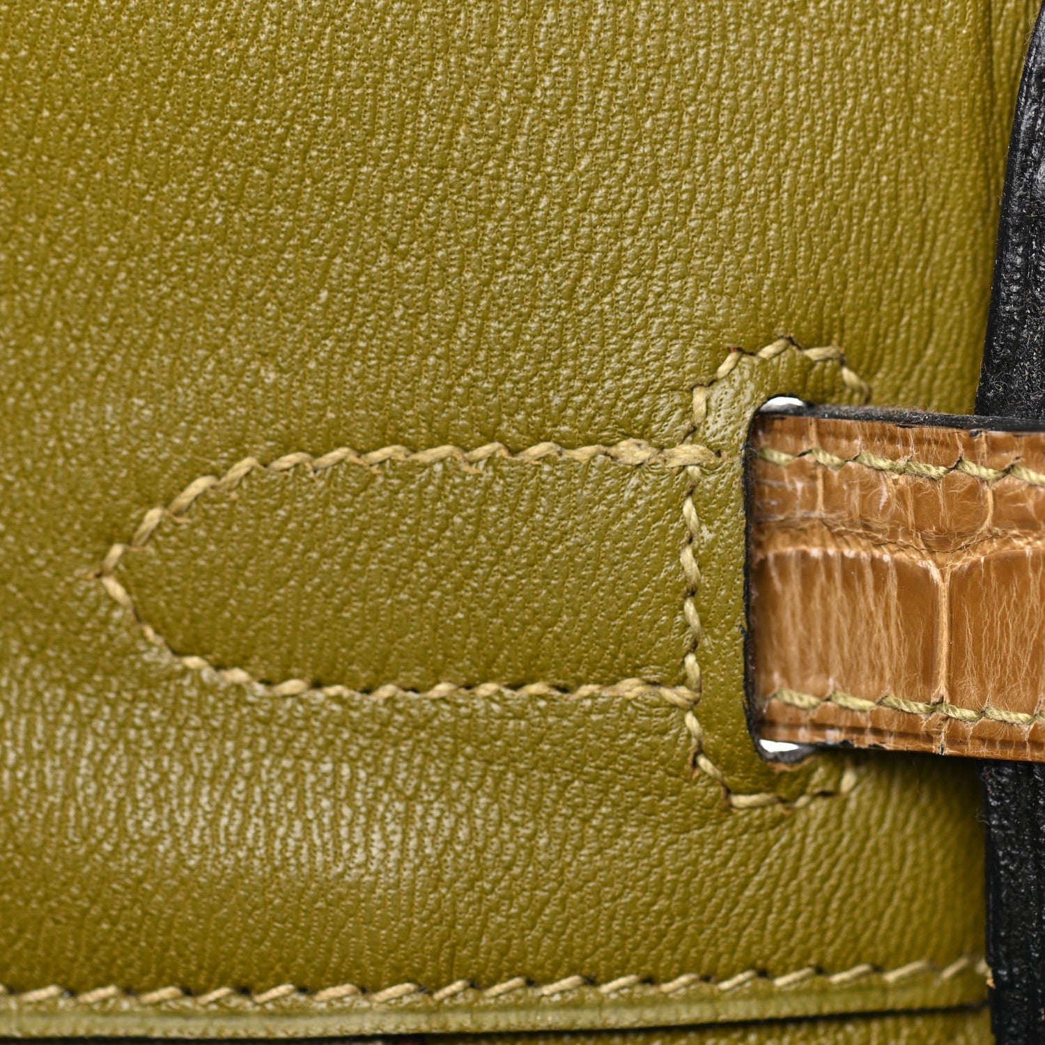 Hermes Shiny Porosus Crocodile Birkin 30 Ficelle Chartreuse 25 of 42