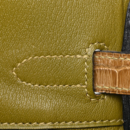 Hermes Shiny Porosus Crocodile Birkin 30 Ficelle Chartreuse 25 of 42