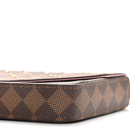 Louis Vuitton Damier Ebene Studded Pochette Felicie Chain Wallet 10 of 11