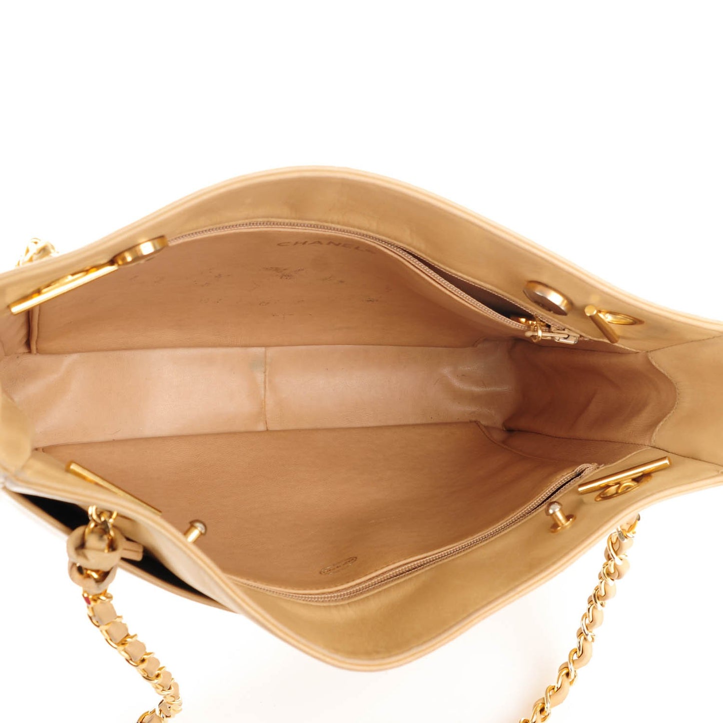 Lambskin Quilted Shoulder Bag Beige