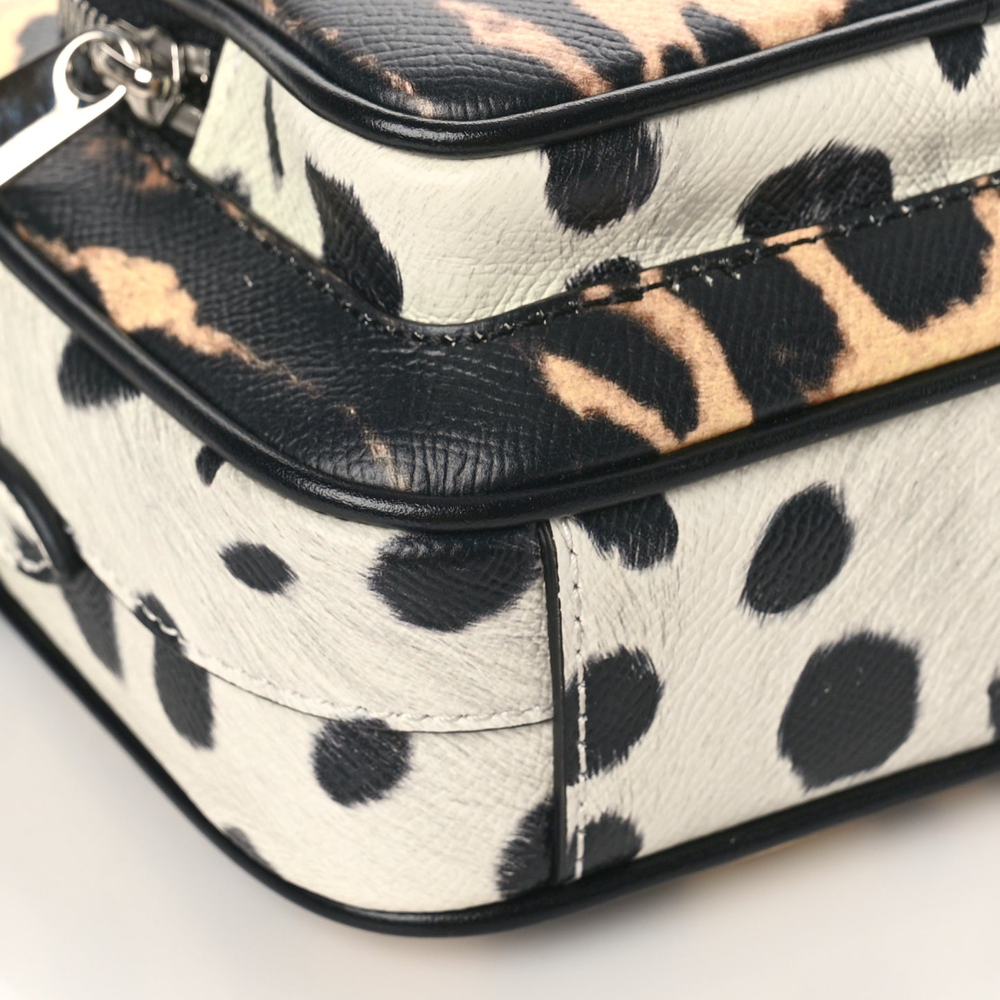 Calfskin Leopard Print Small Camera Bag Honey Black