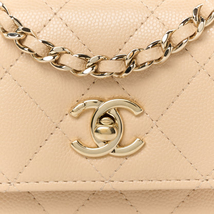 Chanel Caviar Quilted Nano Coco Handle Clutch With Chain Beige 9 of 11
