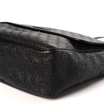 Gucci Guccissima Medium Flap Messenger Bag Black 9 of 9