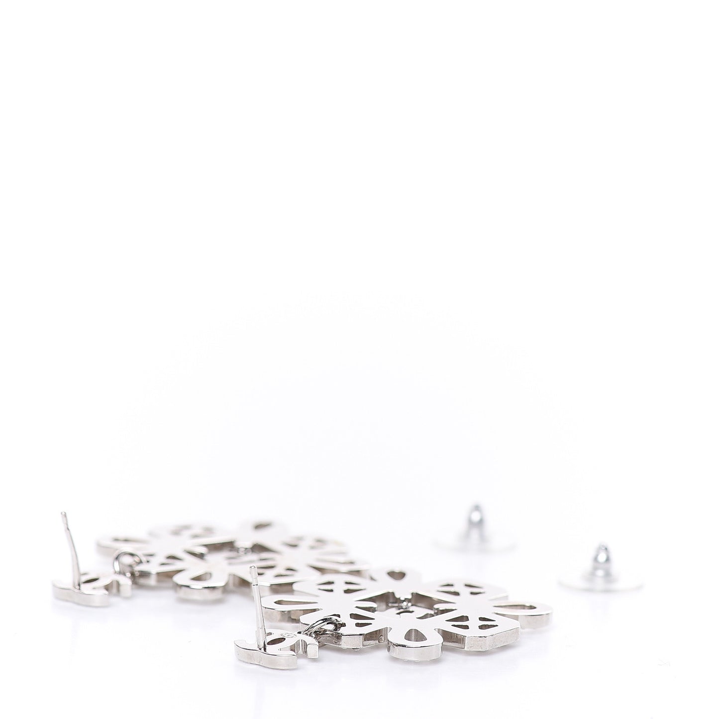 Crystal Strass Cross CC Earrings Silver