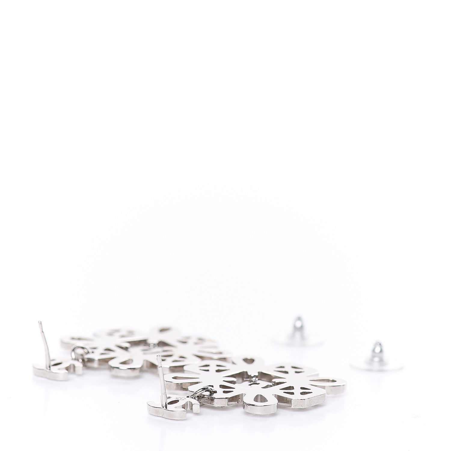 Chanel Crystal Strass Cross CC Earrings Silver 5 of 6