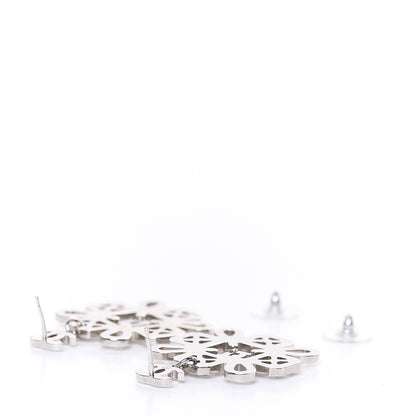 Chanel Crystal Strass Cross CC Earrings Silver 5 of 6