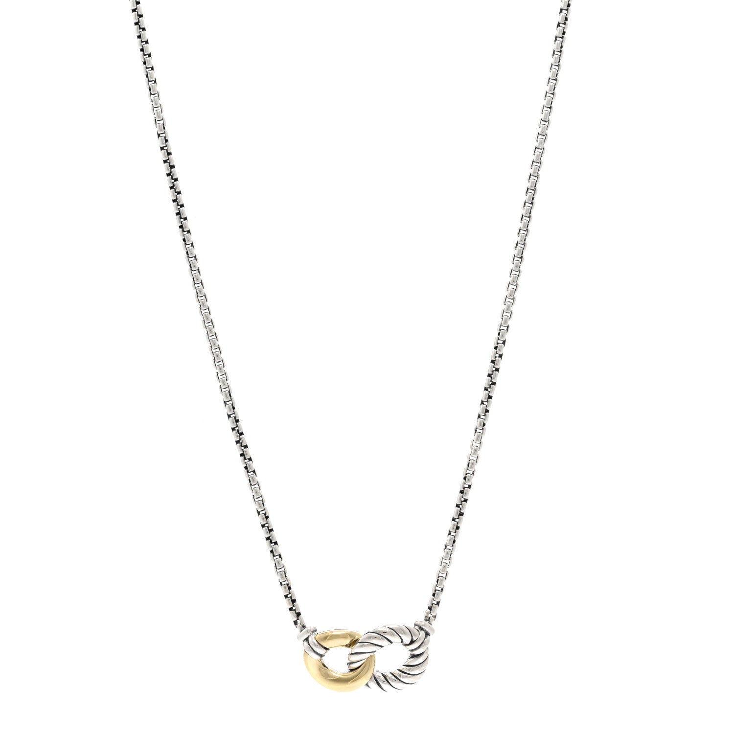 David Yurman Sterling Silver 18K Yellow Gold Belmont Pendant Necklace 1 of 4