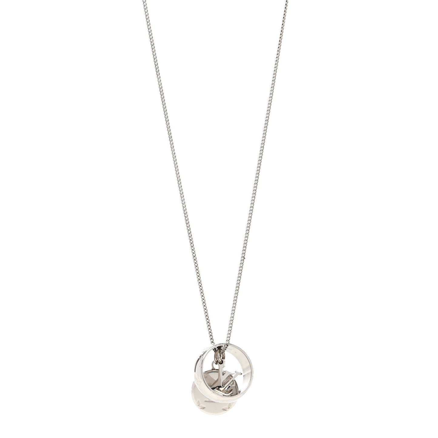 Zamac Palladium Monogram Charms Necklace Silver