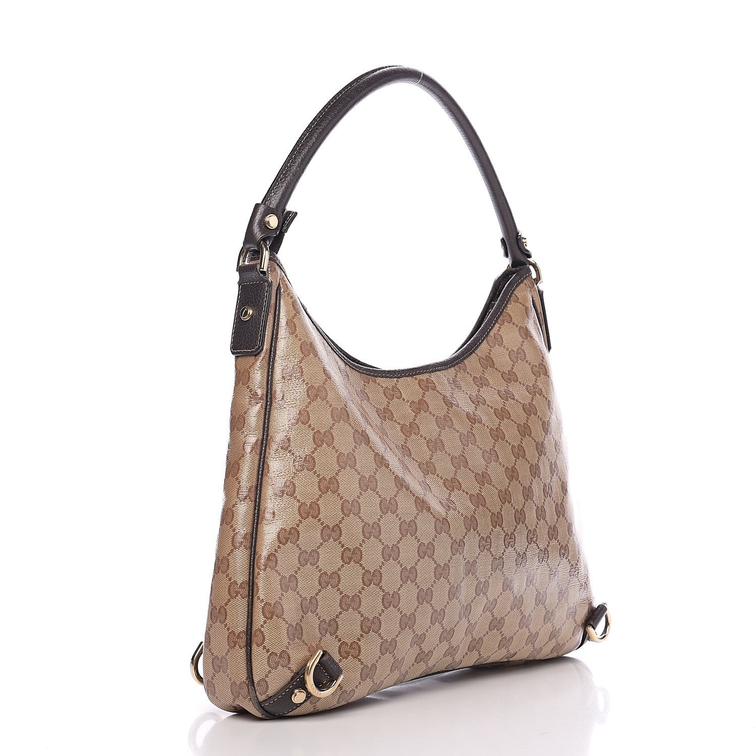 Gucci Crystal Monogram Large Abbey D Ring Hobo Dark Brown 2 of 9