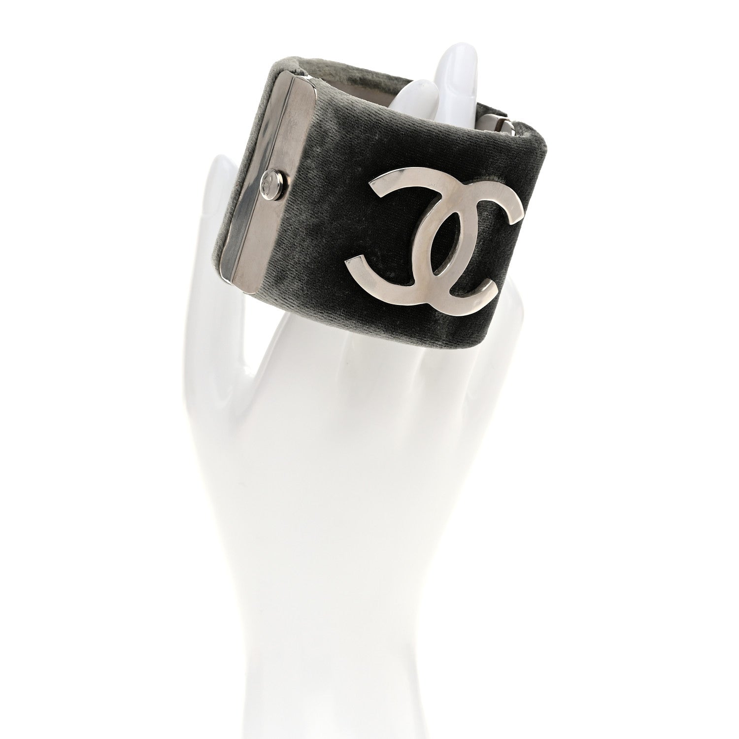 Chanel Velvet CC Cuff Silver Grey 2 of 6