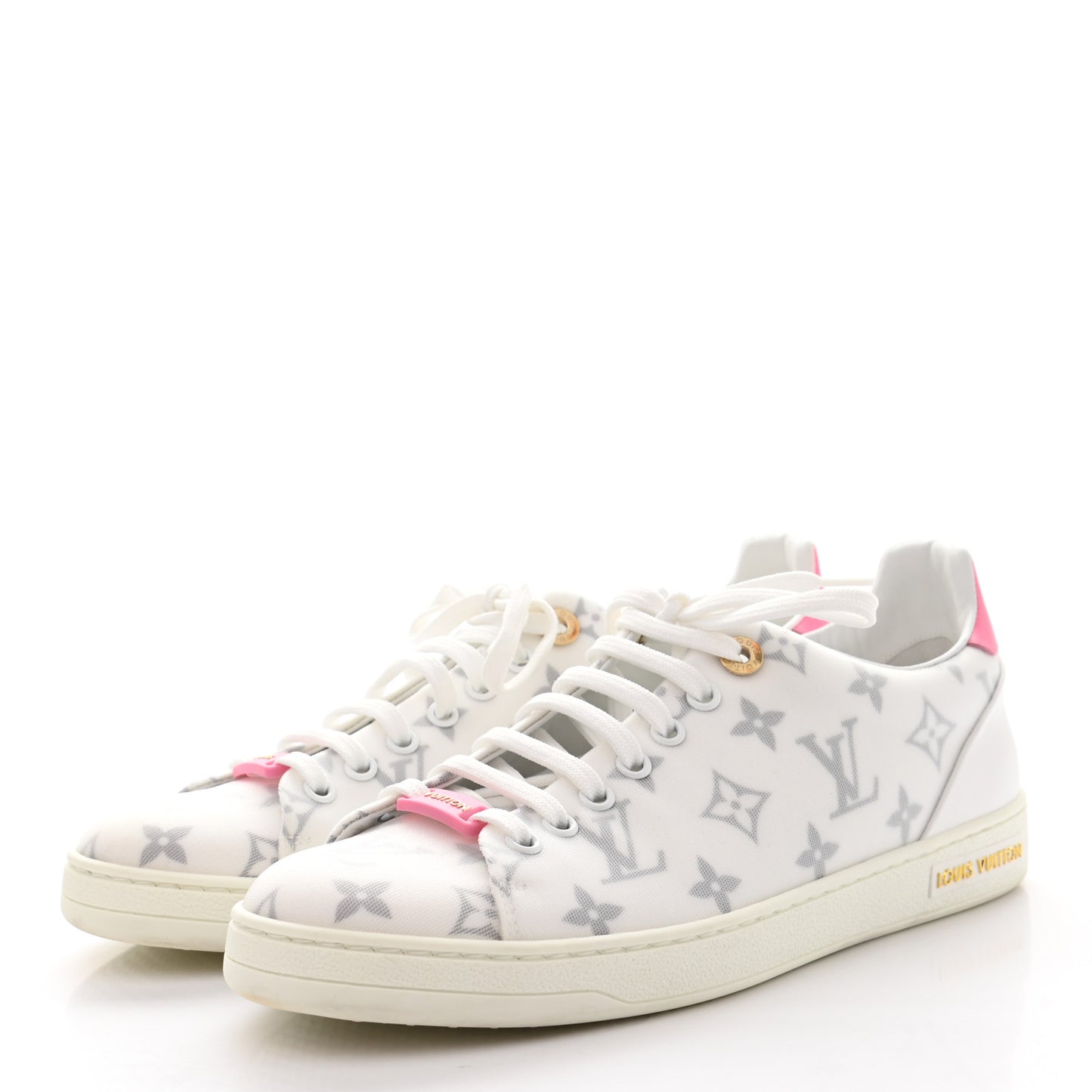 Technical Fabric Calfskin Monogram Frontrow Sneakers 39.5 Pink