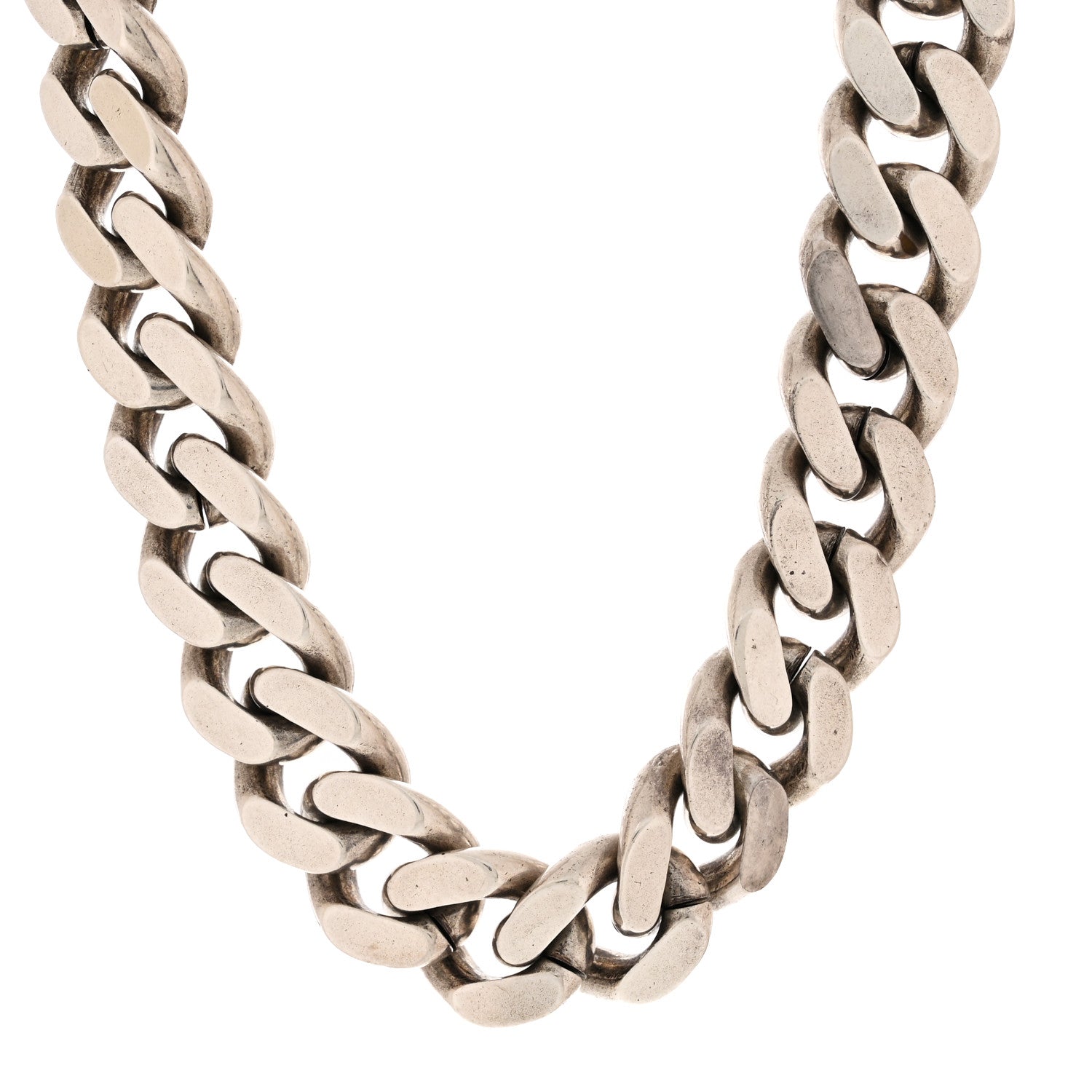 Saint Laurent Metal Curb Chain Necklace Oxidized Silver 4 of 5