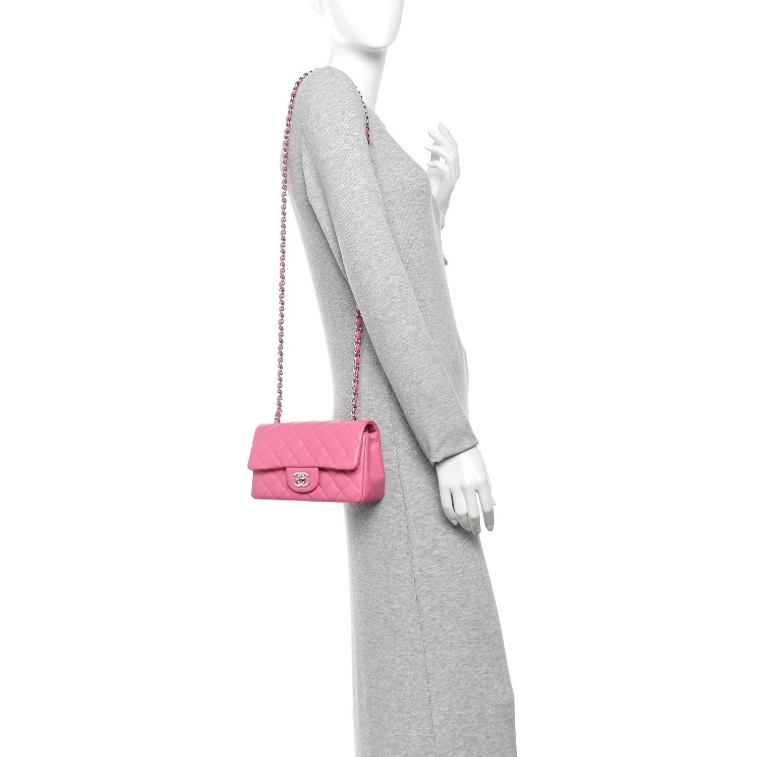 Chanel Lambskin Quilted Mini Rectangular Flap Pink 2 of 11
