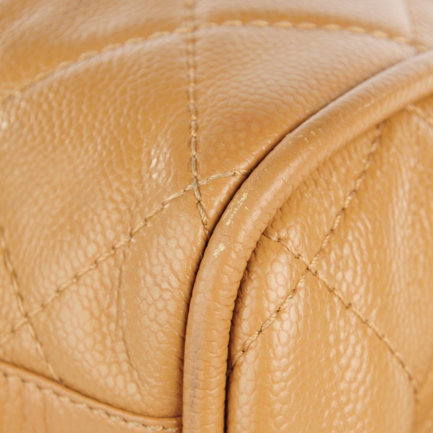 Caviar Quilted Timeless Bowler Dark Beige